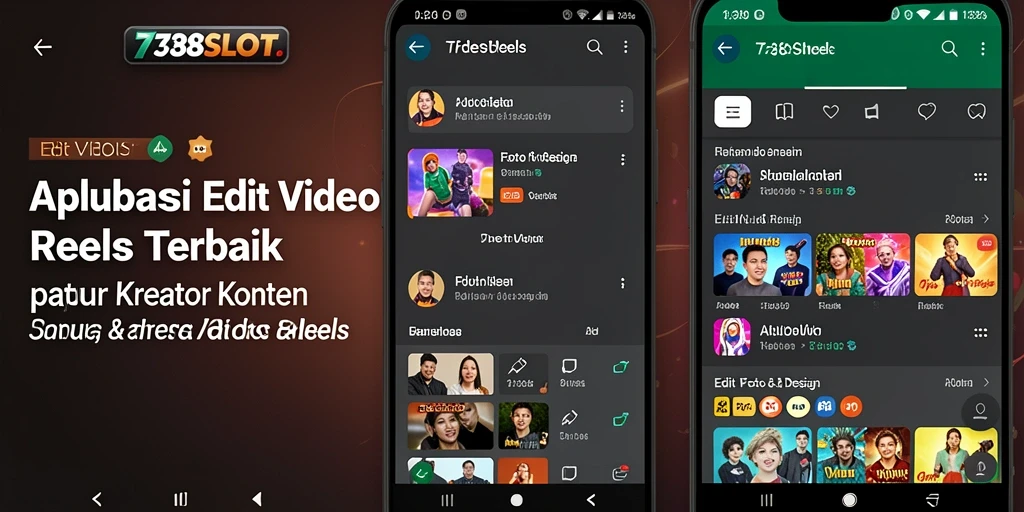 Tampilan antarmuka aplikasi 738SLOT untuk editing video reels.
