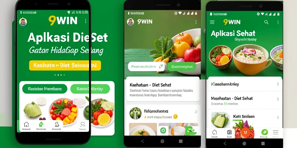 Antarmuka aplikasi 9WIN untuk diet sehat yang menarik dan user-friendly.