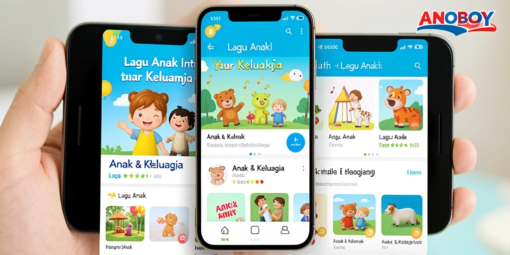 Tampilan antarmuka ANOBOY yang menarik dan interaktif untuk anak-anak.