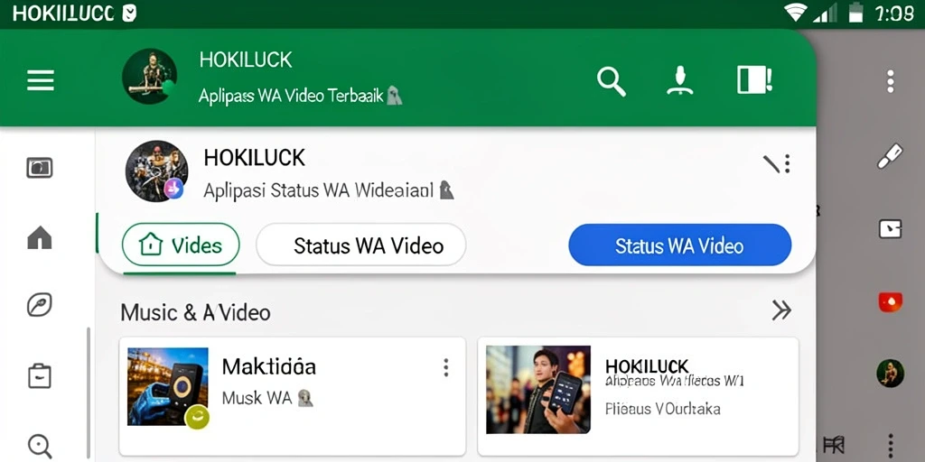 Tampilan antarmuka HOKILUCK untuk aplikasi Status WA Video.