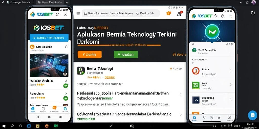 Tampilan antarmuka utama aplikasi IOSBET dengan berita terbaru.