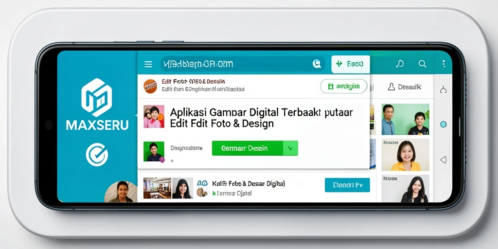 Antarmuka pengguna MAXSERU menampilkan berbagai alat pengeditan Gambar Digital yang lengkap.