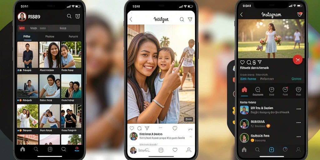 Antarmuka pengguna RI889 yang ramah dan fungsional untuk filter Instagram.