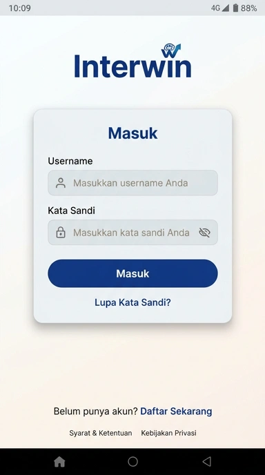 Masuk ke Akun lnterwin untuk Pengguna Android